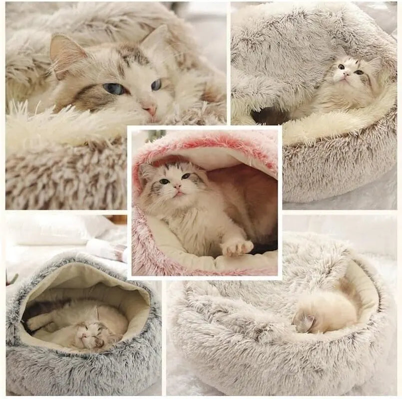 Cama de Peluche Redonda para Mascotas