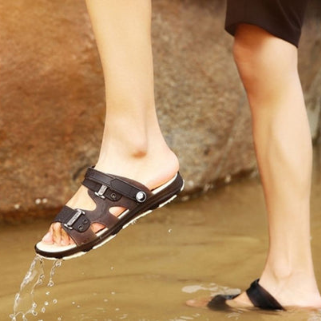 Sandalia De Cuero Masculina Ortopédica