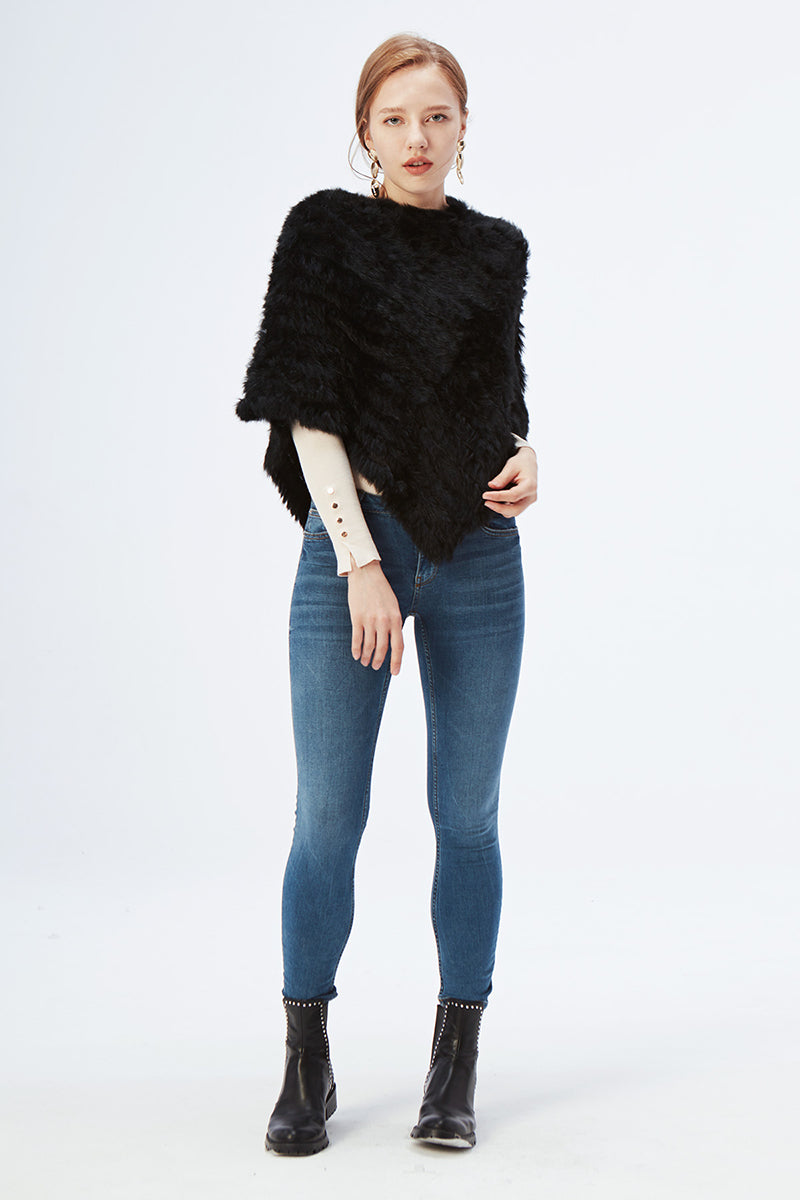 Poncho Femenino de Piel de Conejo | CozyFur
