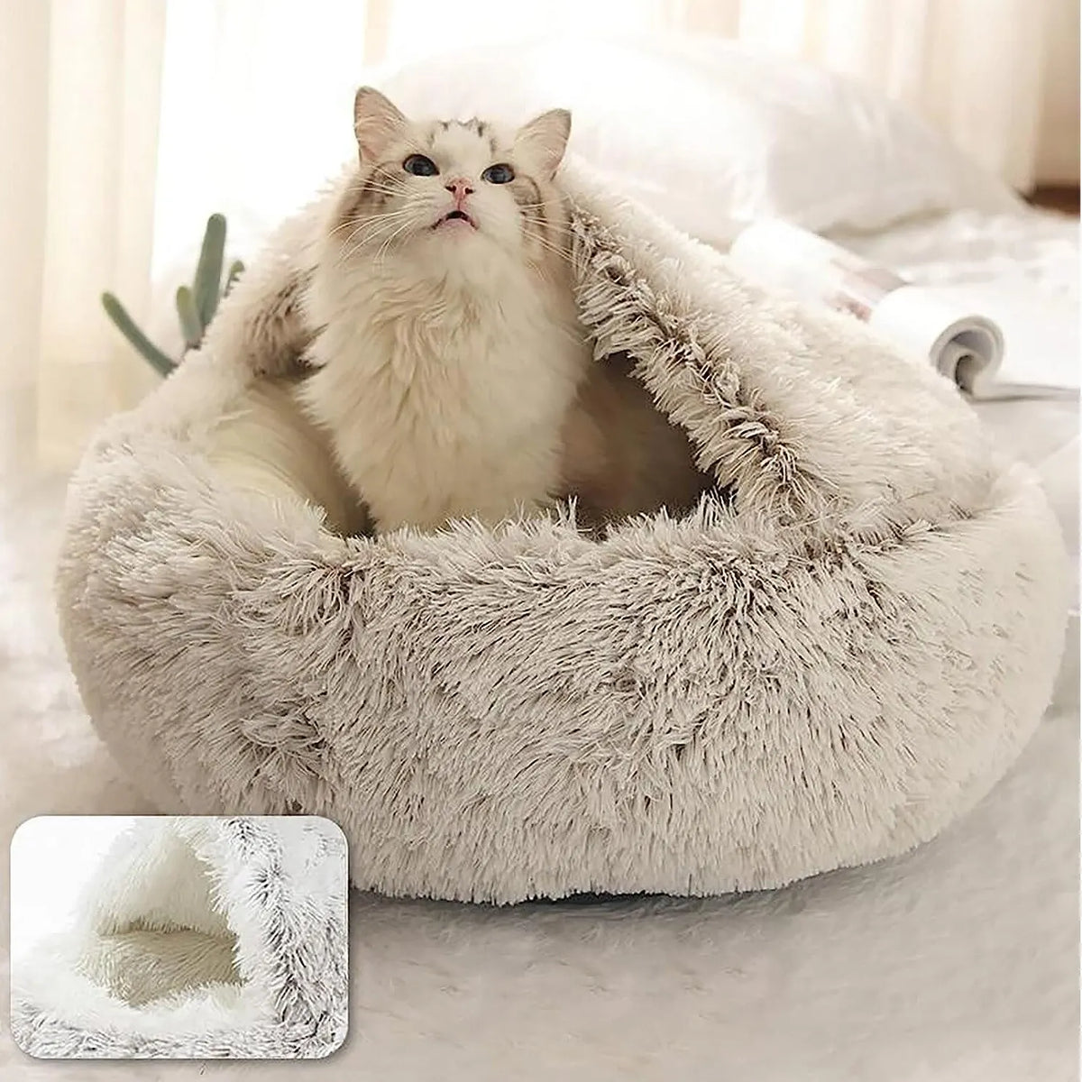 Cama de Peluche Redonda para Mascotas