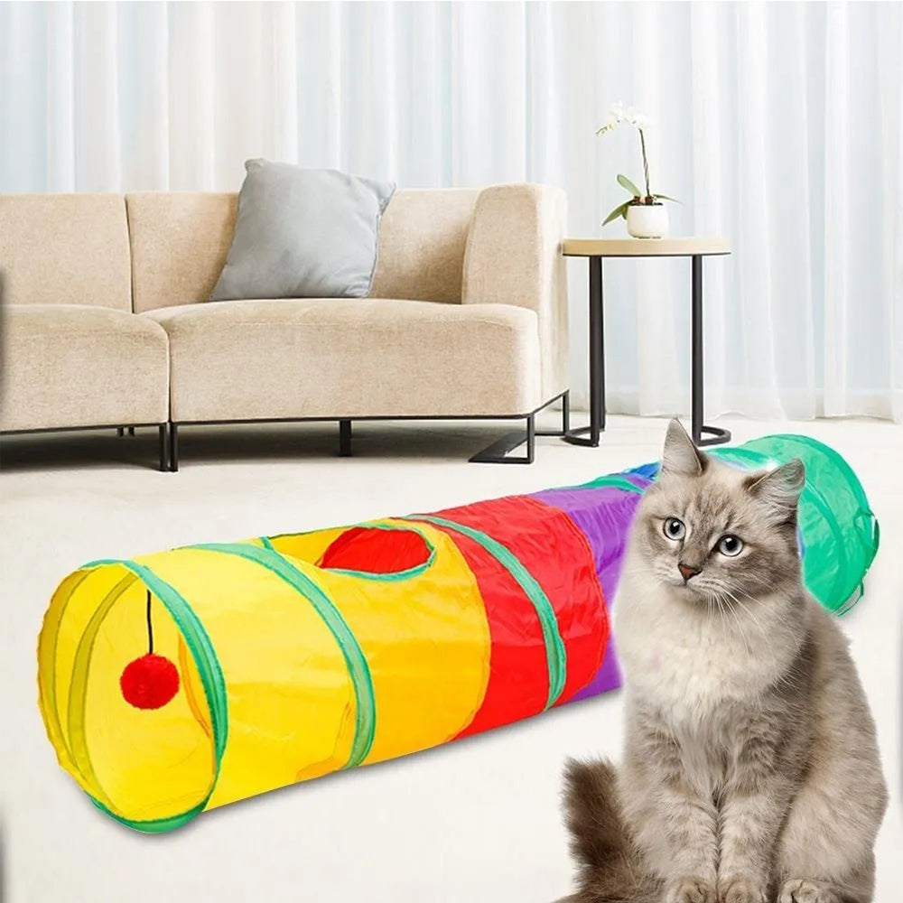 Juguete Túnel Para Gatos Con 2 salidas + Bola de Regalo